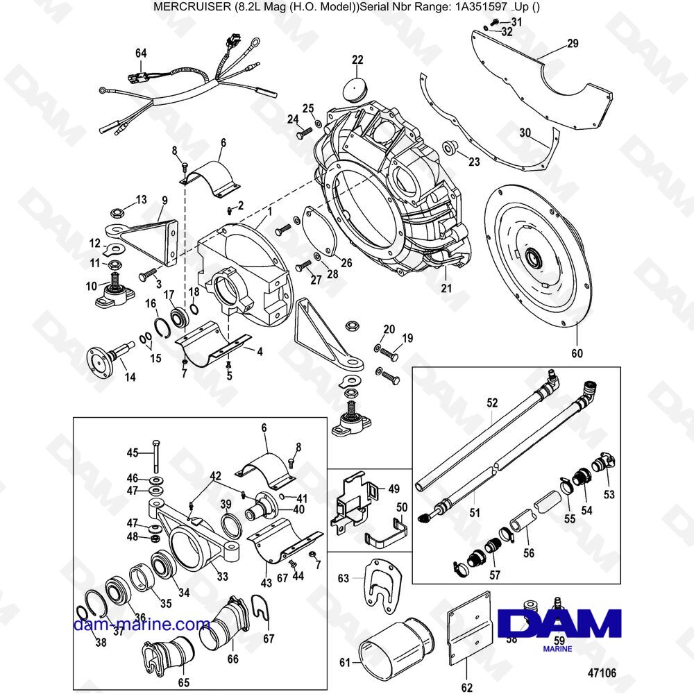 Vue éclatée KIT ALBERO PRINCIPALE JACKSUB pour moteur Mercruiser 502 MAG MPI HO