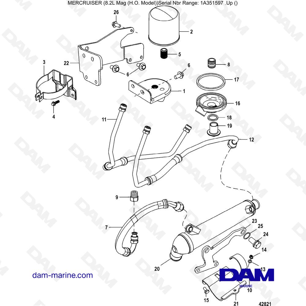 Vue éclatée SISTEMA DELL'OLIO REMOTO (2A041664 e -) pour moteur Mercruiser 502 MAG MPI HO