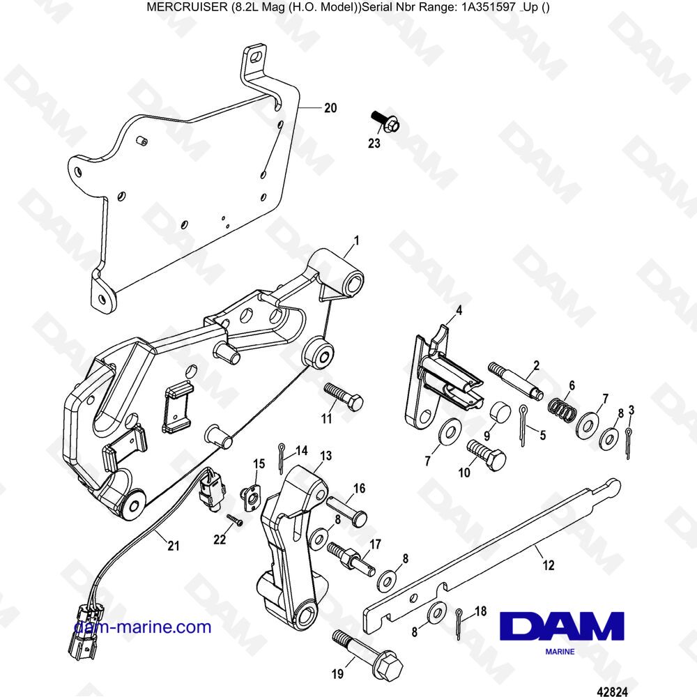 Vue éclatée SUPPORTO CAMBIO, MECCANICO pour moteur Mercruiser 502 MAG MPI HO