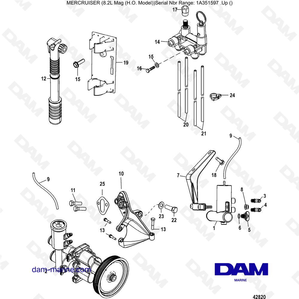 Vue éclatée SISTEMA DI SCARICO DELL'ACQUA pour moteur Mercruiser 502 MAG MPI HO