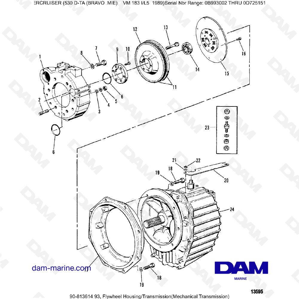 Vue éclatée FLYWHEEL HOUSING (MECA) pour moteur MERCRUISER 530D-TA