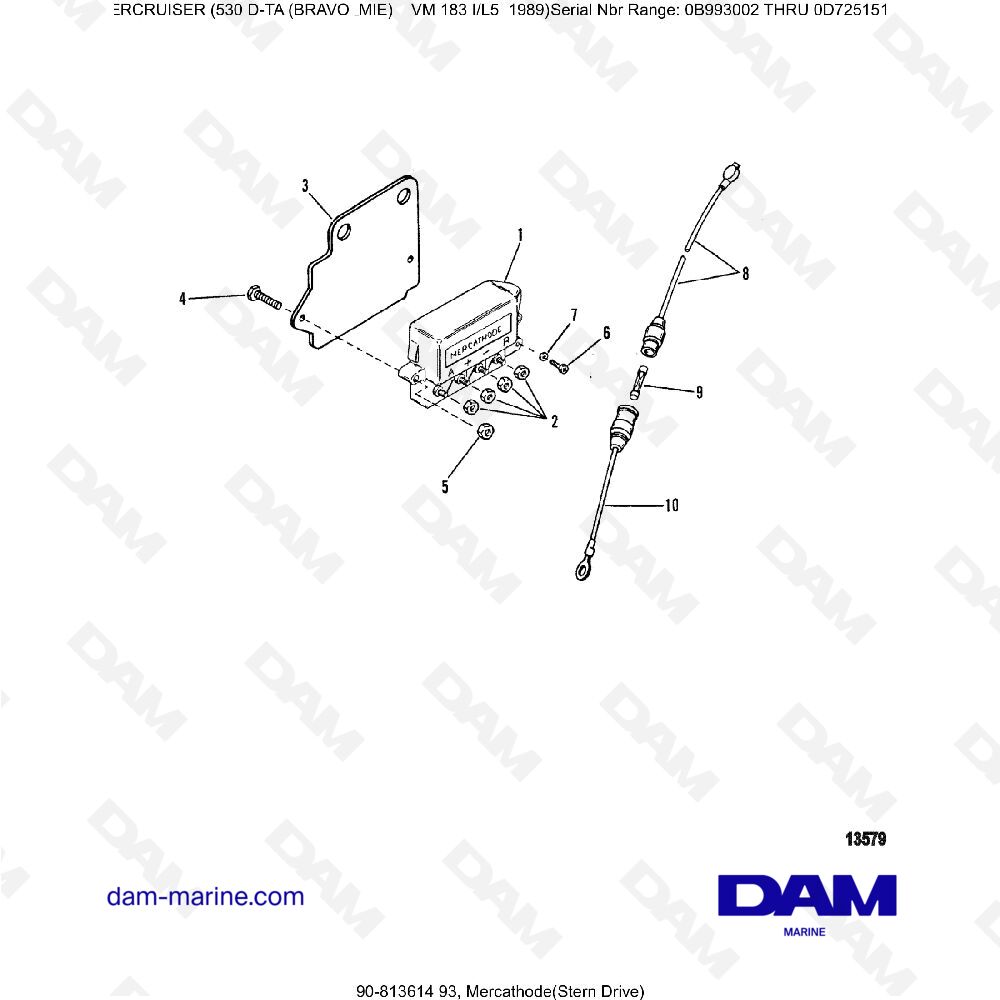 Vue éclatée MERCATHODE pour moteur MERCRUISER 530D-TA
