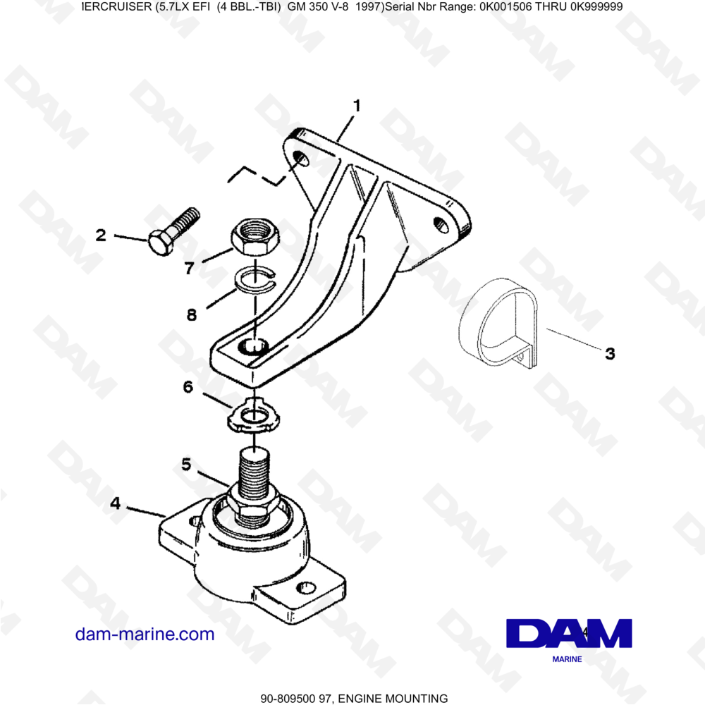 Vue éclatée ENGINE ASSEMBLY pour moteur MERCRUISER 5.7LX EFI