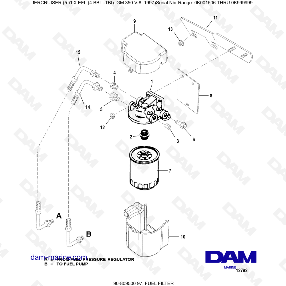 Vue éclatée FUEL FILTER pour moteur MERCRUISER 5.7LX EFI