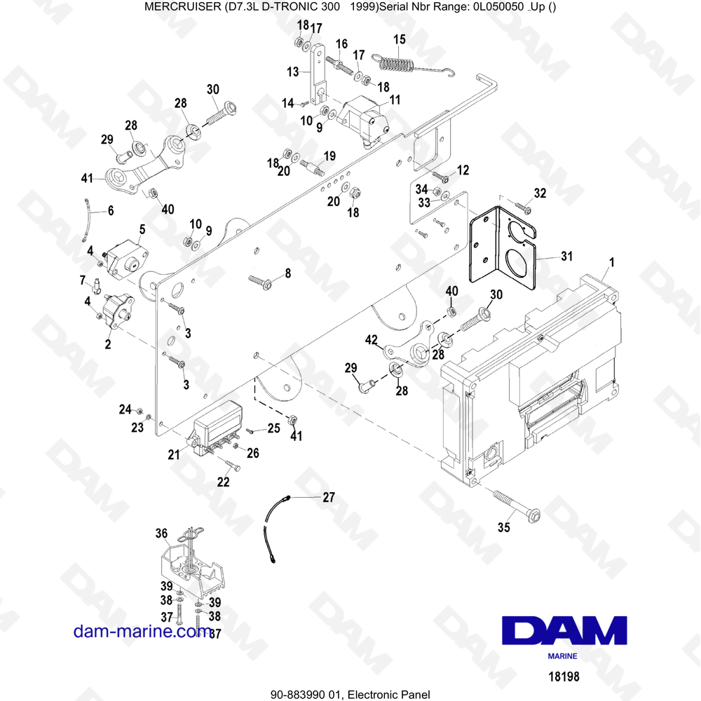 Vue éclatée PANNELLO ELETTRONICO pour moteur Mercruiser 7.3L D-TRONIC