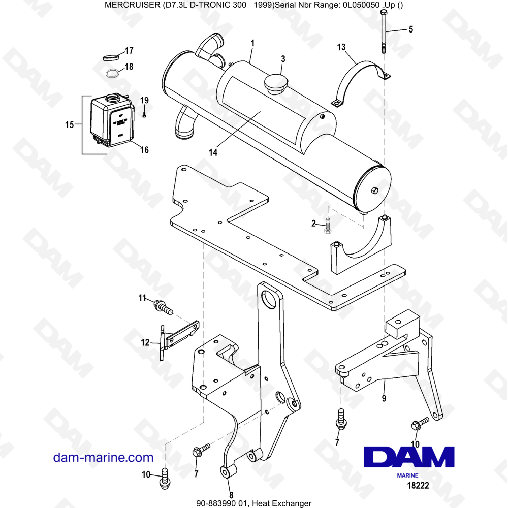 Vue éclatée SCAMBIATORE DI CALORE pour moteur Mercruiser 7.3L D-TRONIC