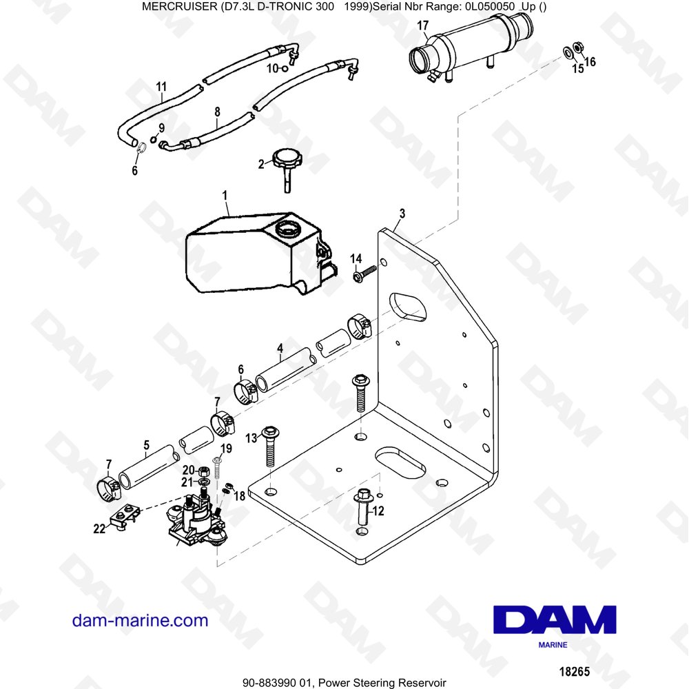 Vue éclatée SERBATOIO DEL SERVOSTERZO pour moteur Mercruiser 7.3L D-TRONIC