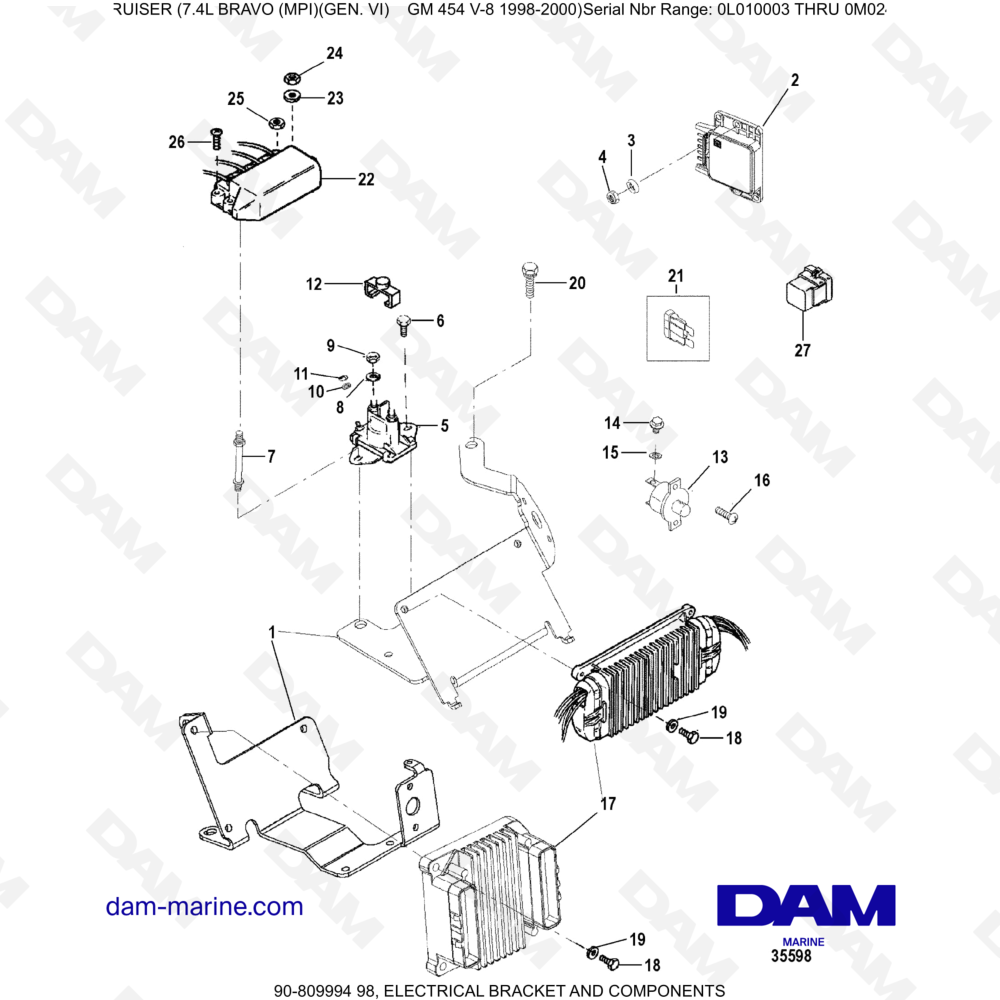 Vue éclatée SUPPORTO ELETTRICO E COMPONENTI pour moteur MERCRUISER 7.4L BRAVO MPI (G6)
