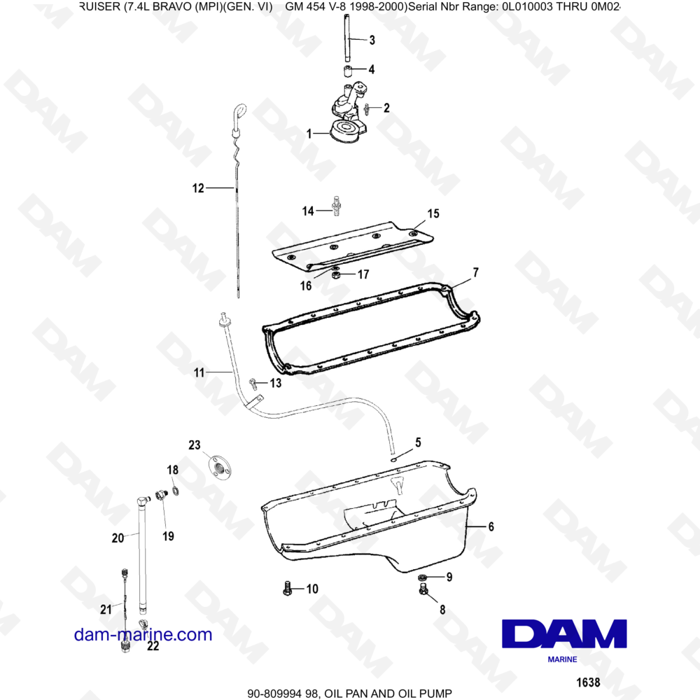 Vue éclatée COPPA DELL'OLIO E POMPA DELL'OLIO pour moteur MERCRUISER 7.4L BRAVO MPI (G6)