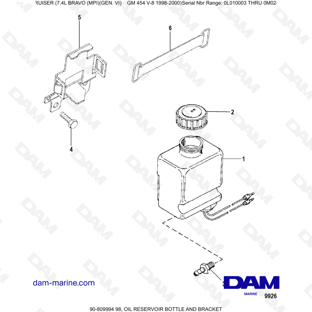 Vue éclatée BOMBOLETTA E STAFFA DEL SERBATOIO DELL'OLIO pour moteur MERCRUISER 7.4L BRAVO MPI (G6)