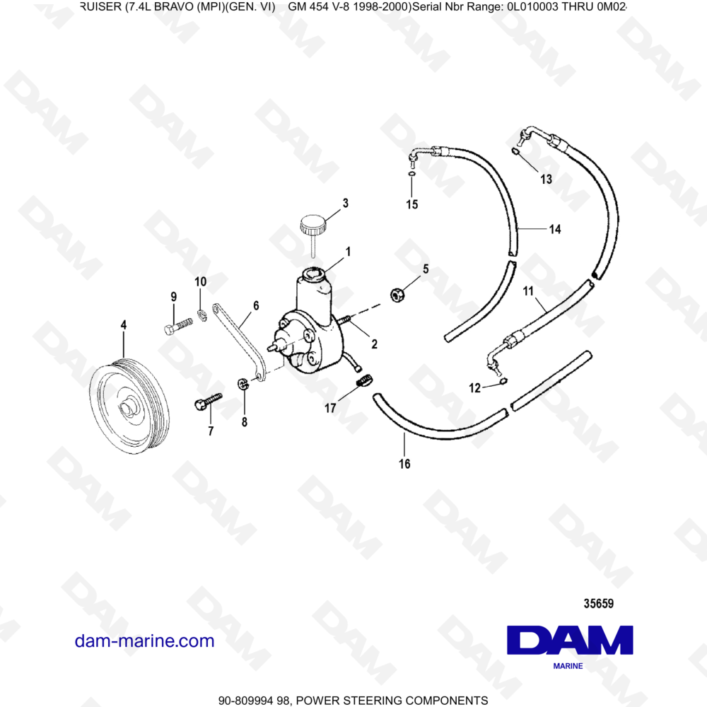 Vue éclatée COMPONENTI DEL SERVOSTERZO pour moteur MERCRUISER 7.4L BRAVO MPI (G6)
