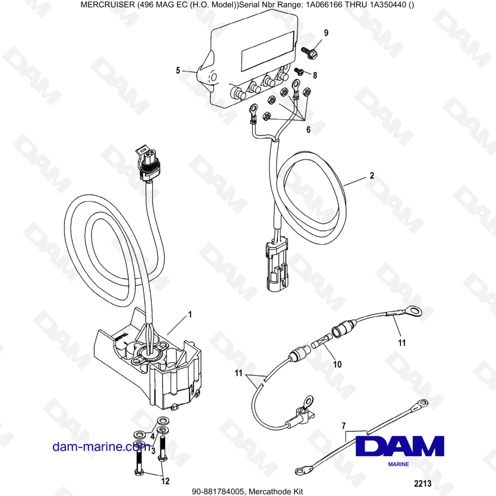 Vue éclatée KIT DE MERCATODO pour moteur MERCRUISER 8.1L 496 MAG EC HO