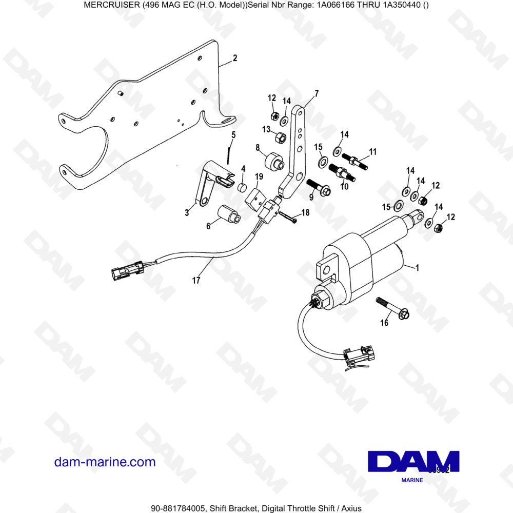 Vue éclatée SOPORTE DE CAMBIO, ACELERADOR DIGITAL pour moteur MERCRUISER 8.1L 496 MAG EC HO
