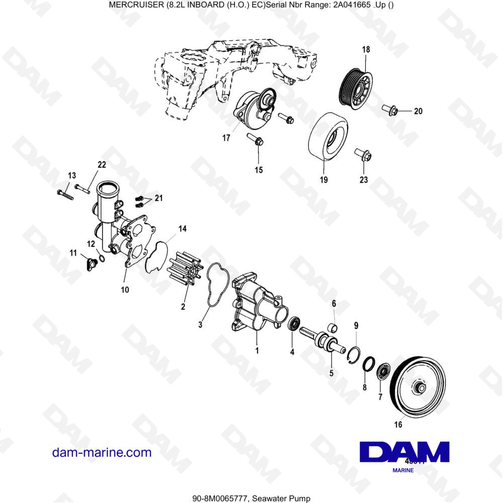 Vue éclatée BOMBA DE AGUA DE MAR pour moteur MERCRUISER 8.2L INBOARD EC HO