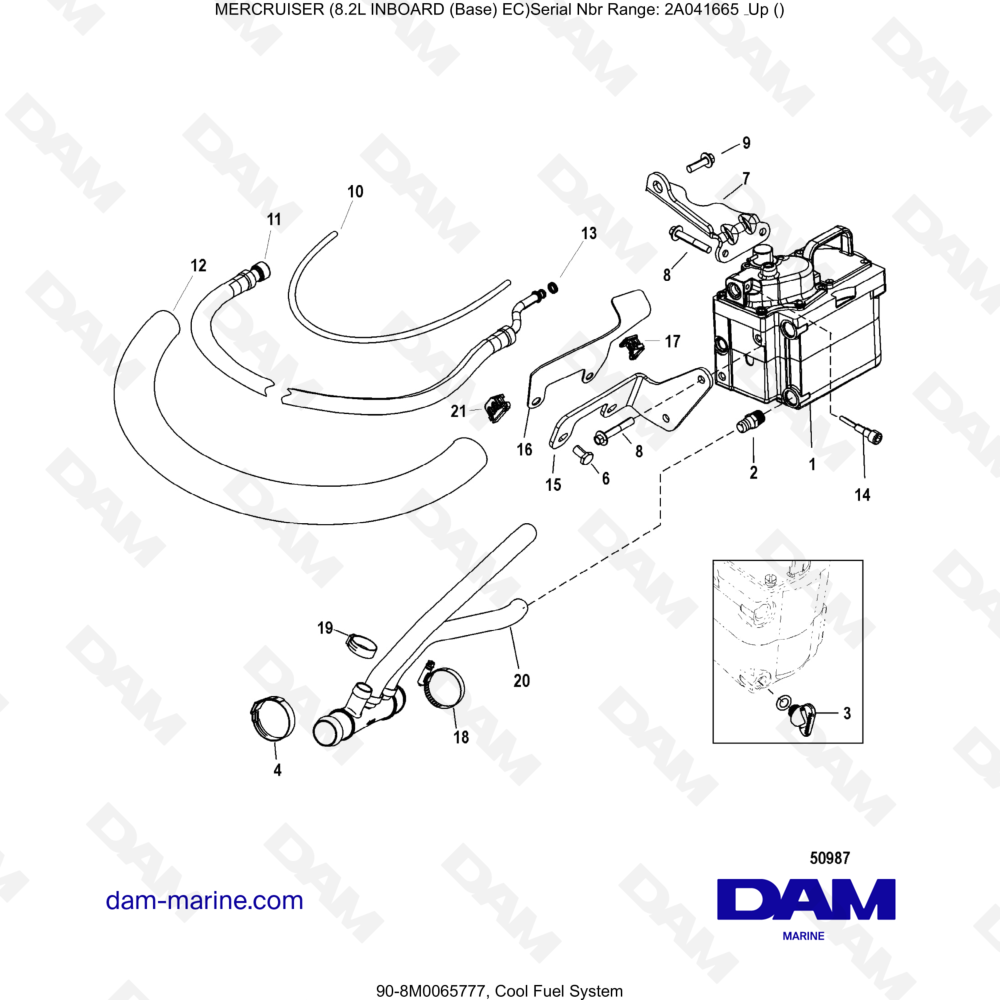 Vue éclatée SYSTÈME DE REFROIDISSEMENT DU CARBURANT pour moteur MERCRUISER 8.2L INBOARD EC