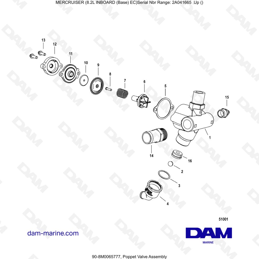 Vue éclatée ENSEMBLE DE SOUPAPE À CLAPET pour moteur MERCRUISER 8.2L INBOARD EC