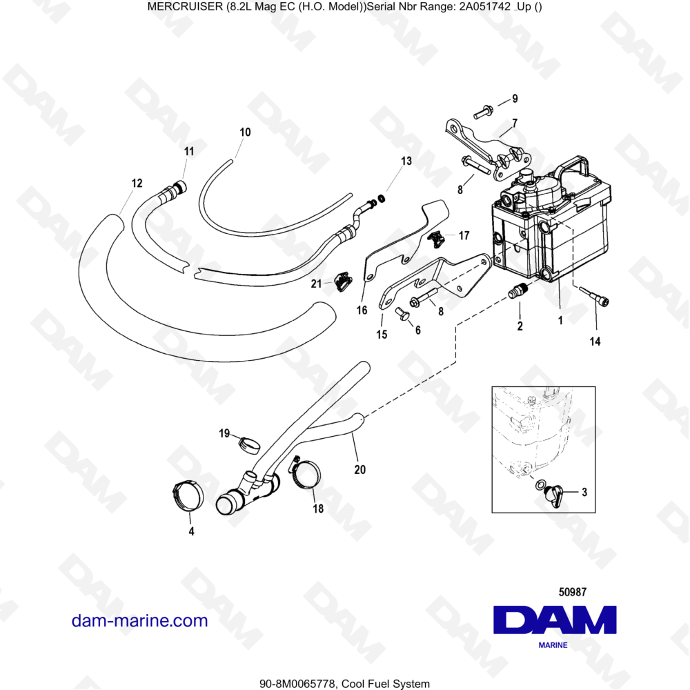 Vue éclatée SYSTÈME DE REFROIDISSEMENT DU CARBURANT pour moteur MERCRUISER 8.2L MAG HO EC