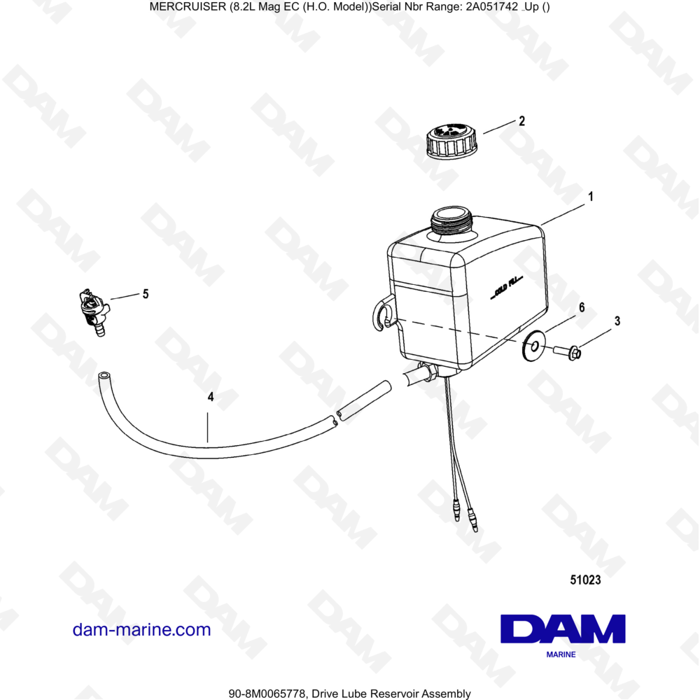 Vue éclatée LUBRIFIANT DE TRANSMISSION pour moteur MERCRUISER 8.2L MAG HO EC