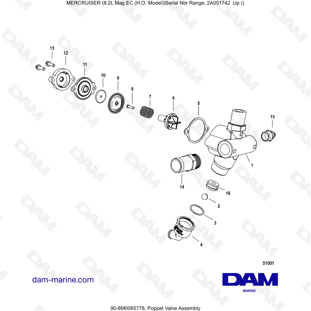Vue éclatée ENSEMBLE DE SOUPAPE D'ÉLÉVATION pour moteur MERCRUISER 8.2L MAG HO EC