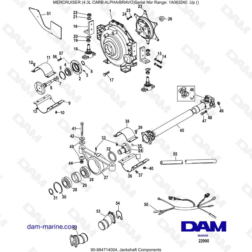 Vue éclatée COMPONENTI DELL'ALBERO COMANDO pour moteur MERCRUISER 4.3L CARB (ALPHA BRAVO)