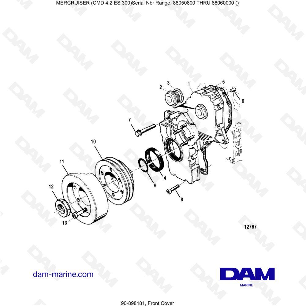 Vue éclatée COPERTINA pour moteur MERCRUISER CMD 4.2 ES 300