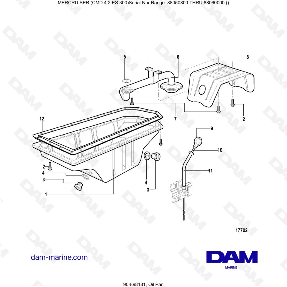 Vue éclatée COPPA DELL'OLIO pour moteur MERCRUISER CMD 4.2 ES 300