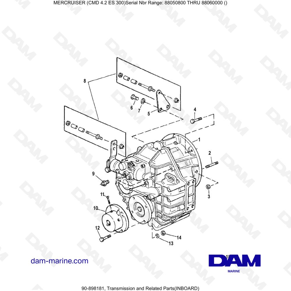 Vue éclatée TRASMISSIONE E PARTI CORRELATE (ENTROBORDO) pour moteur MERCRUISER CMD 4.2 ES 300