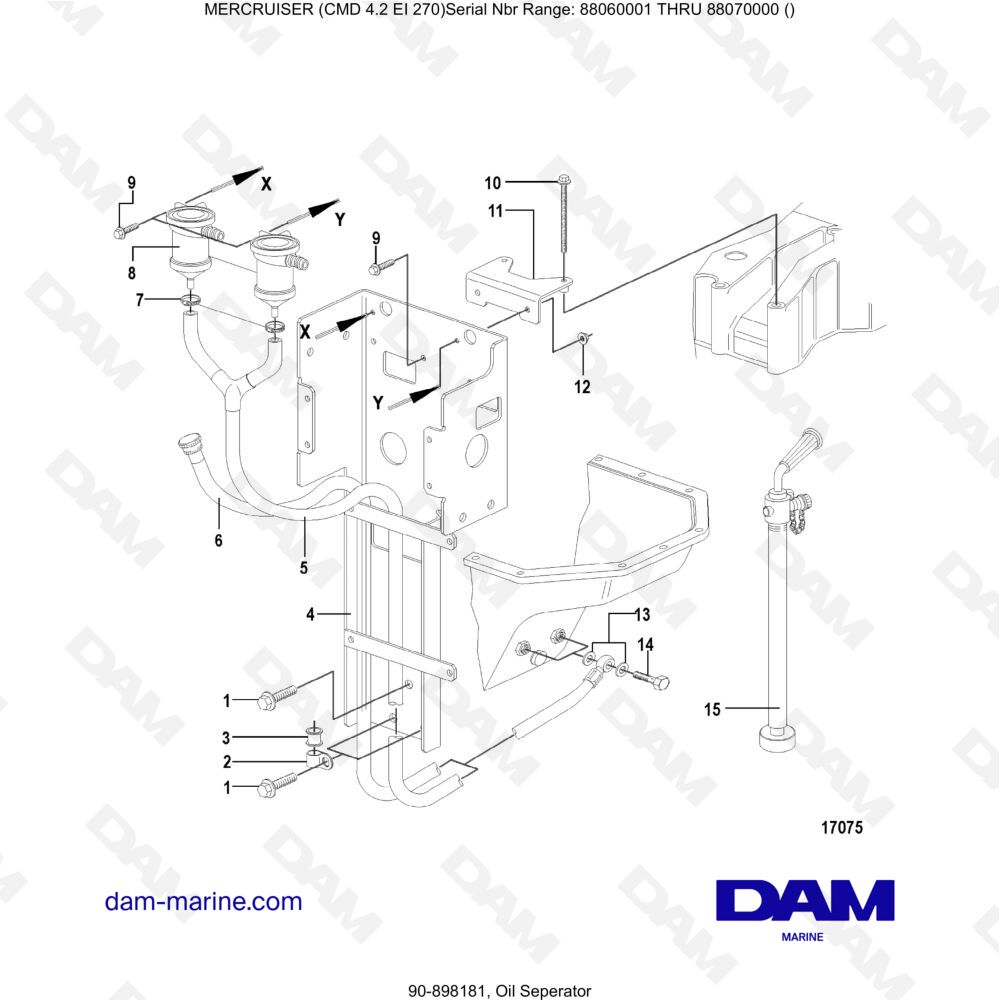 Vue éclatée SÉPARATEUR D'HUILE pour moteur MERCRUISER CMD 4.2 EI 270