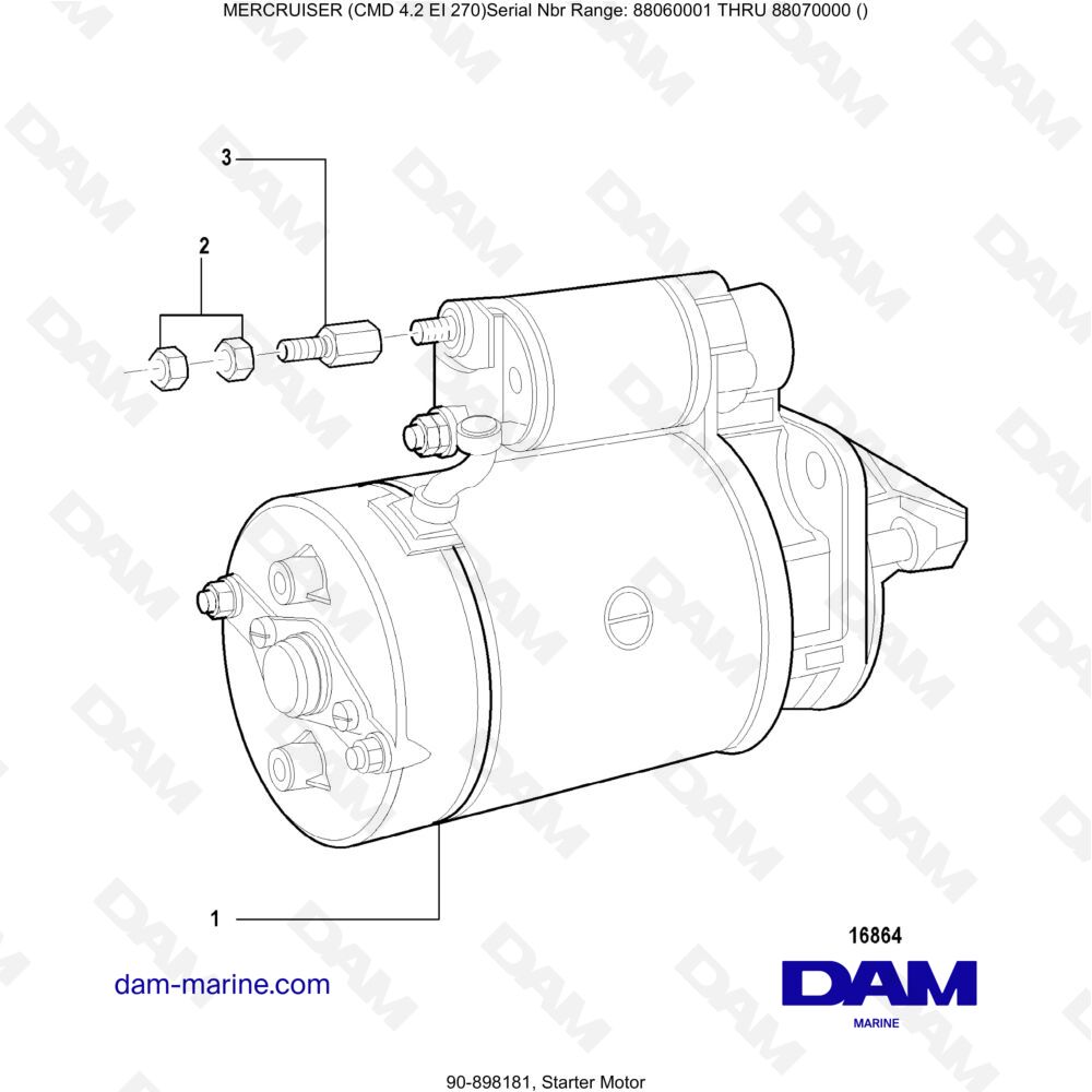 Vue éclatée DÉMARREUR pour moteur MERCRUISER CMD 4.2 EI 270