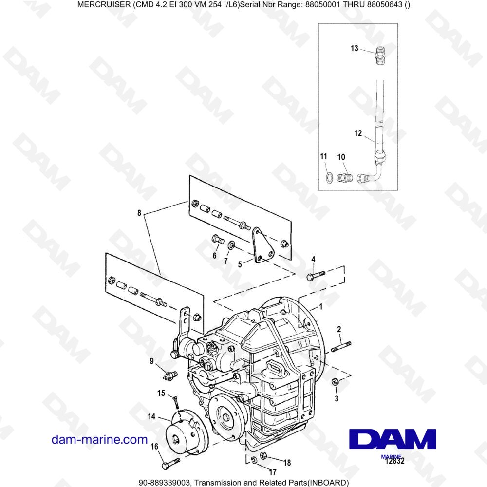 Vue éclatée TRANSMISSION ET PIÈCES CONNEXES pour moteur MERCRUISER CMD 4.2 EI 300