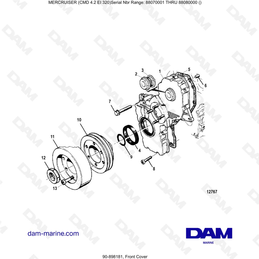 Vue éclatée COPERTINA pour moteur MERCRUISER CMD 4.2 EI 320