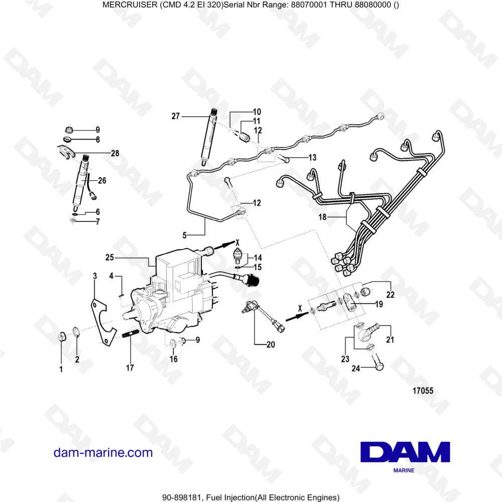 Vue éclatée INIEZIONE CARBURANTE (ELETTRONICA) pour moteur MERCRUISER CMD 4.2 EI 320
