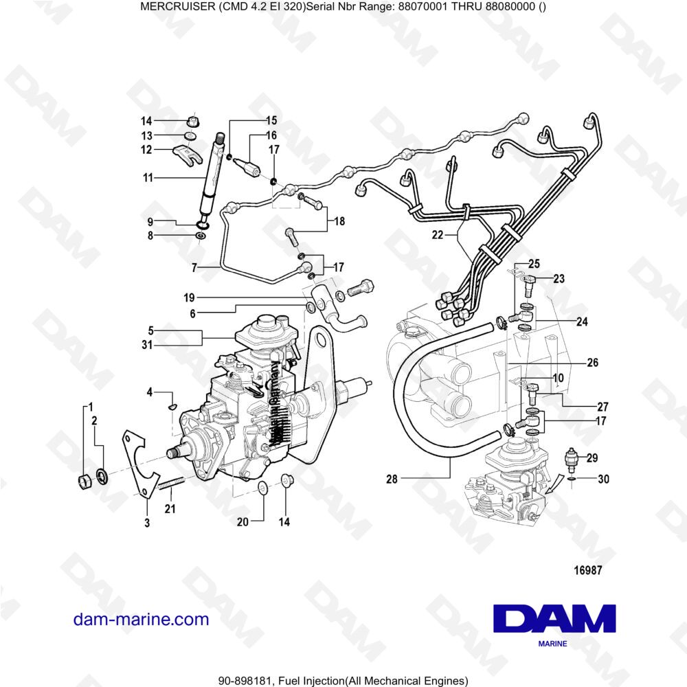 Vue éclatée INIEZIONE CARBURANTE (MECCANICA) pour moteur MERCRUISER CMD 4.2 EI 320