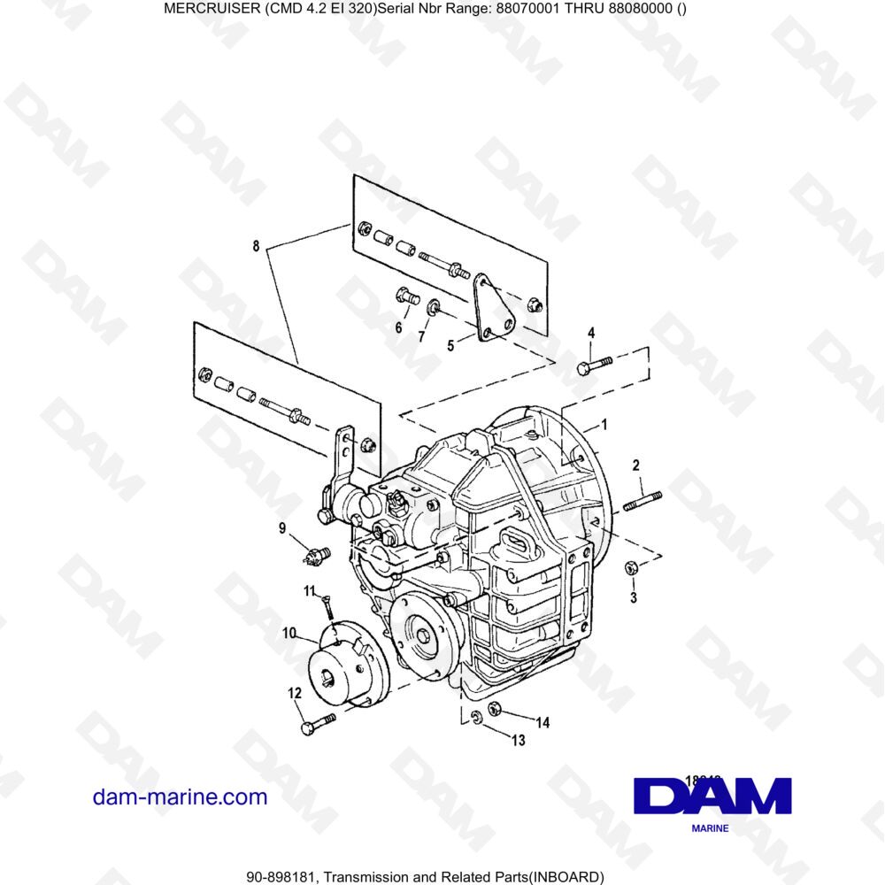 Vue éclatée TRASMISSIONE E PARTI CORRELATE (ENTROBORDO) pour moteur MERCRUISER CMD 4.2 EI 320