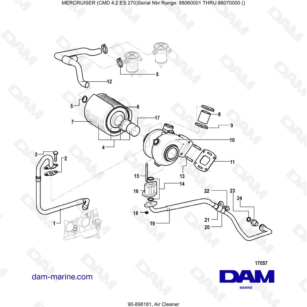 Vue éclatée AIR PURIFIER pour moteur MERCRUISER CMD 4.2 ES 270