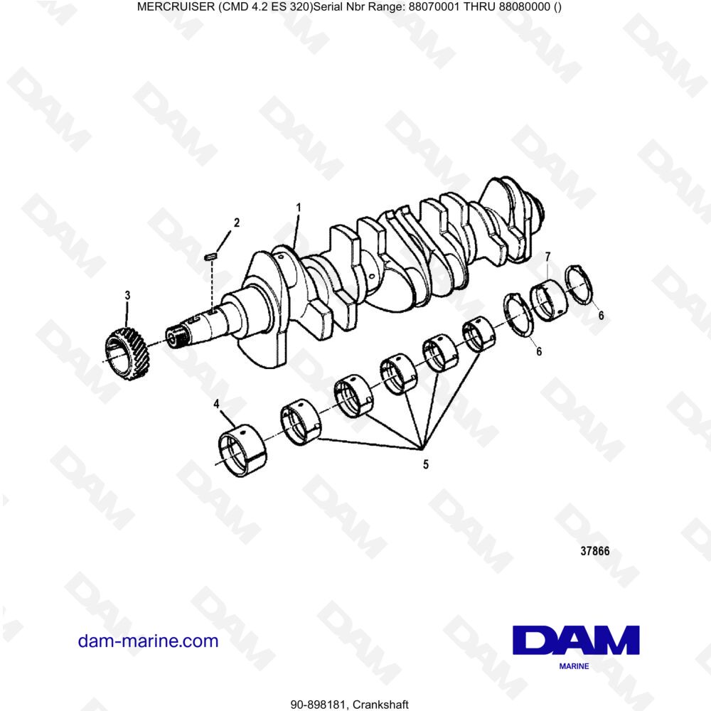 Vue éclatée CRANKSHAFT pour moteur MERCRUISER CMD 4.2 ES 320