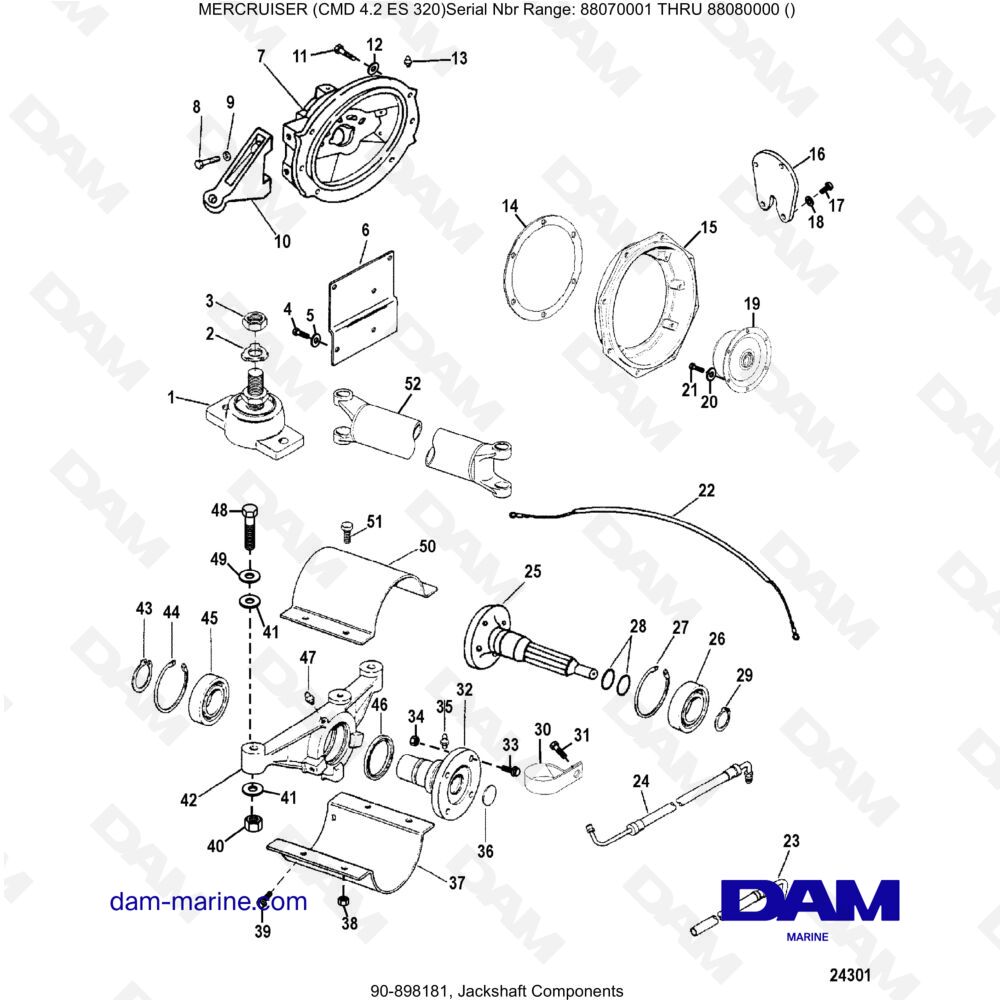 Vue éclatée DRIVE SHAFT COMPONENTS pour moteur MERCRUISER CMD 4.2 ES 320