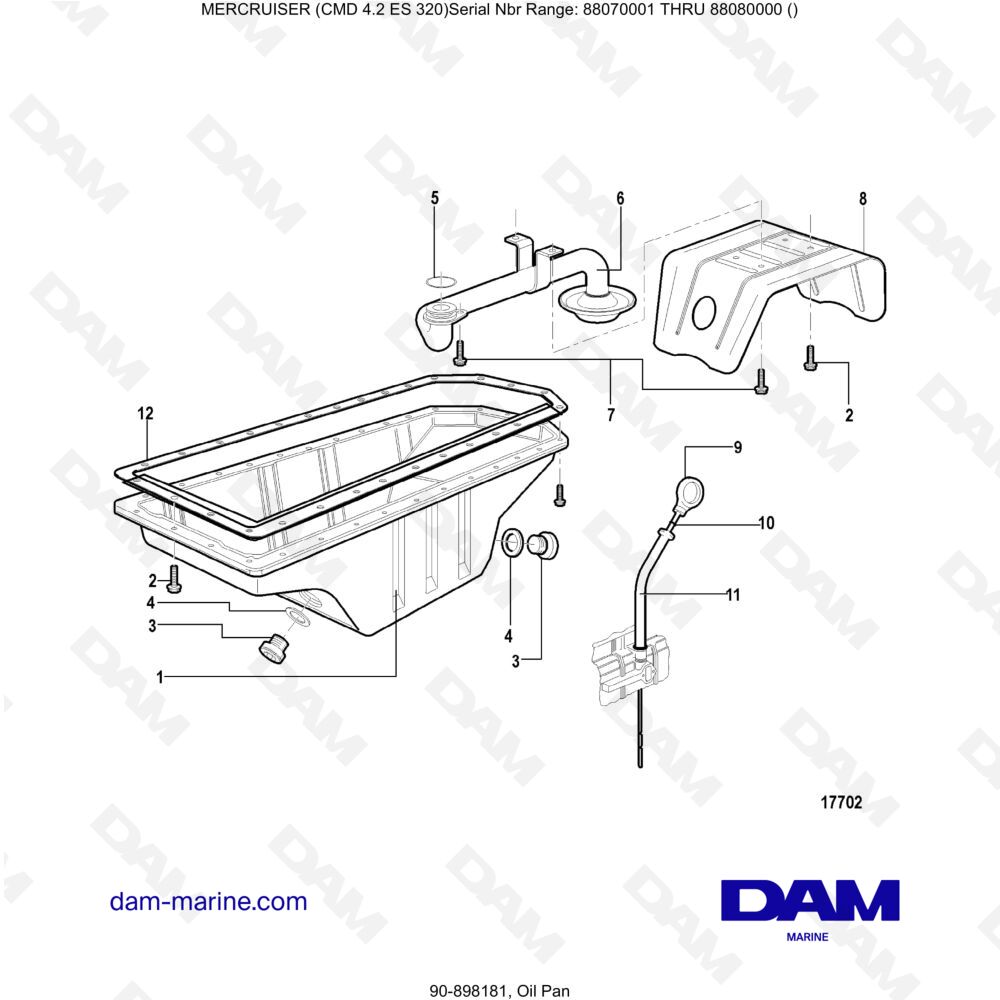 Vue éclatée OIL PLATE pour moteur MERCRUISER CMD 4.2 ES 320