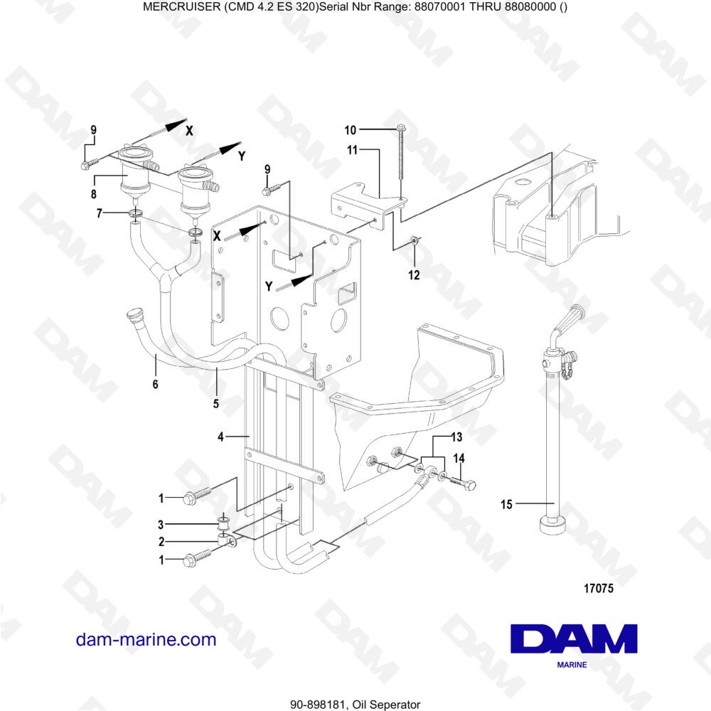 Vue éclatée OIL SEPARATOR pour moteur MERCRUISER CMD 4.2 ES 320