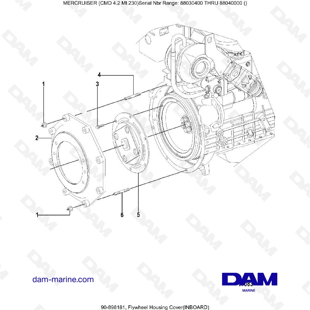Vue éclatée COUVERCLE DU BOÎTIER DE VOLANT MOTEUR (INTÉRIEUR) pour moteur MERCRUISER CMD 4.2 MI 230