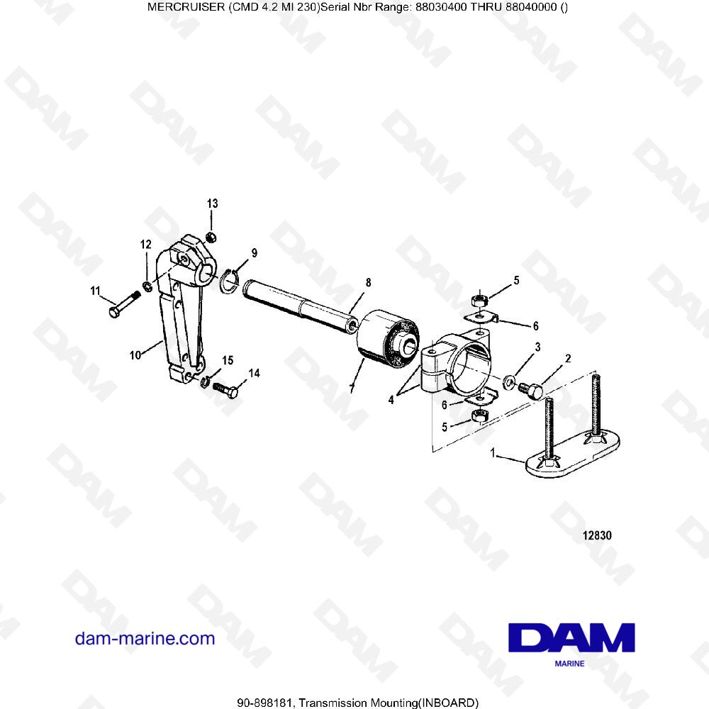 Vue éclatée MONTAGE DE LA TRANSMISSION (INTÉRIEUR) pour moteur MERCRUISER CMD 4.2 MI 230