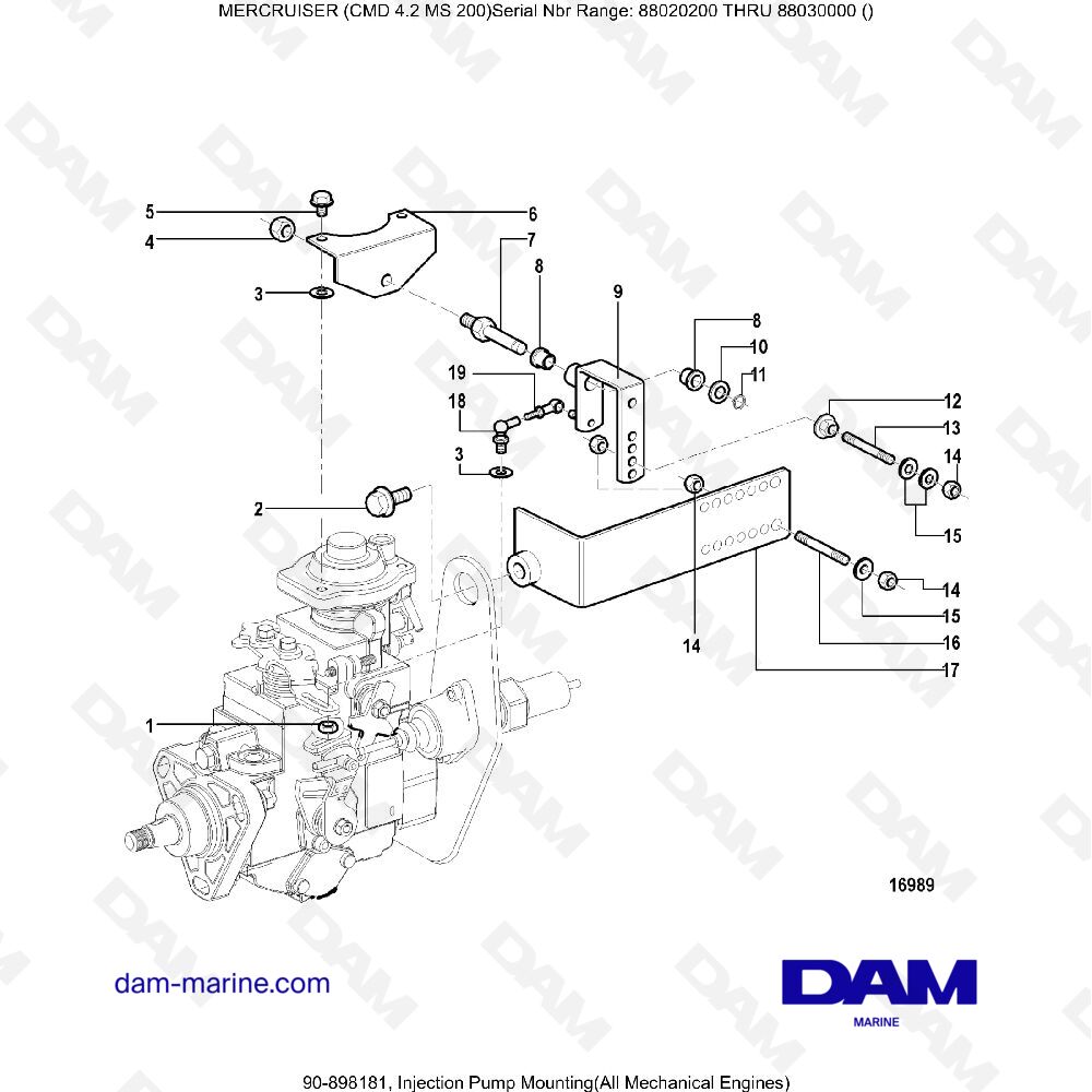 Vue éclatée MONTAGGIO POMPA DI INIEZIONE (MECA) pour moteur MERCRUISER CMD 4.2 MS 200