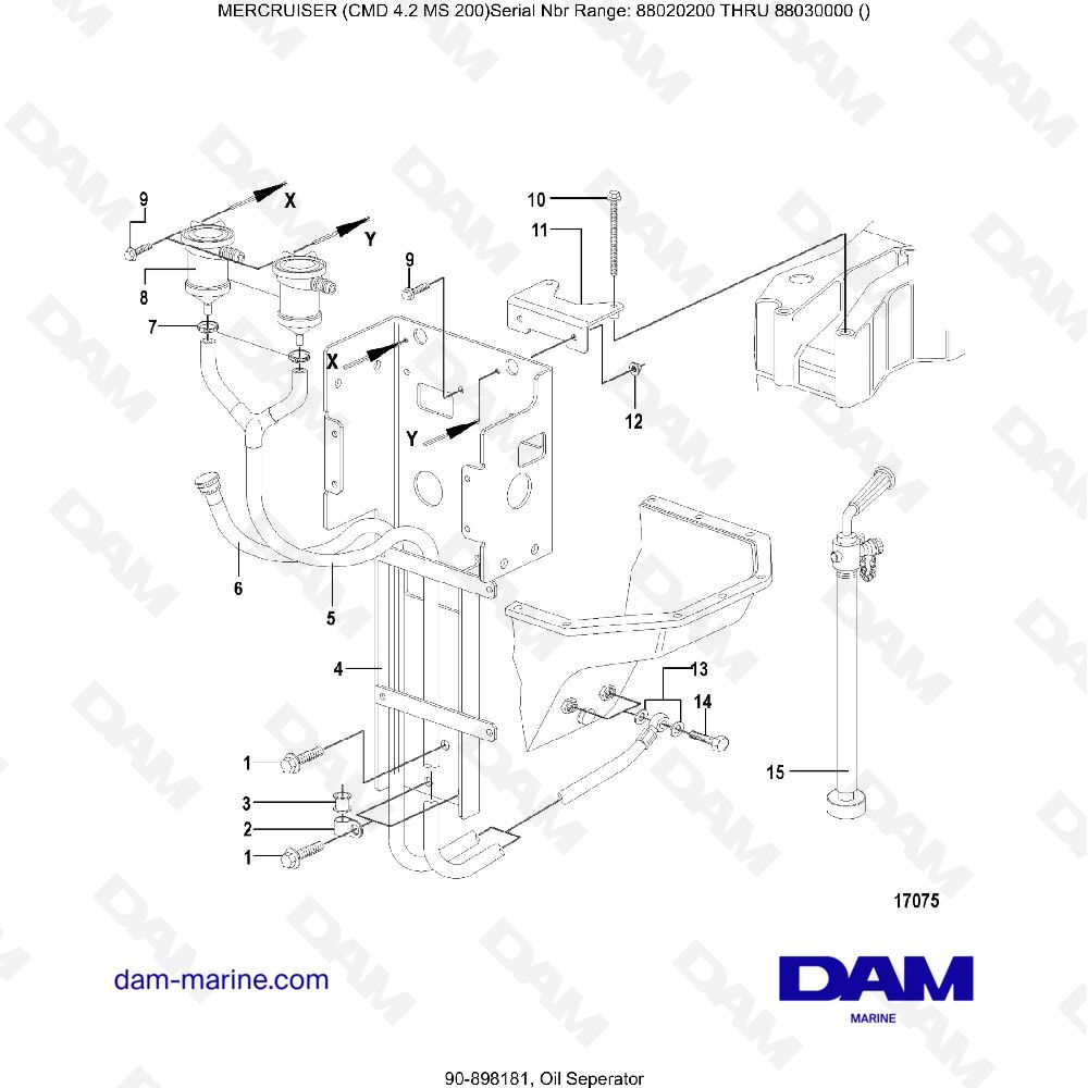Vue éclatée SEPARATORE D'OLIO pour moteur MERCRUISER CMD 4.2 MS 200