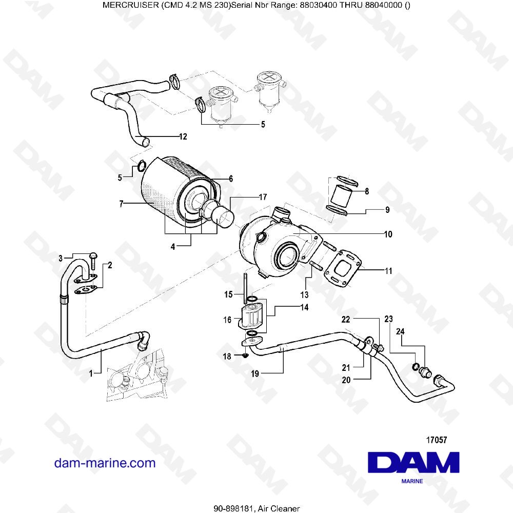 Vue éclatée AIR PURIFIER pour moteur MERCRUISER CMD 4.2 MS 230