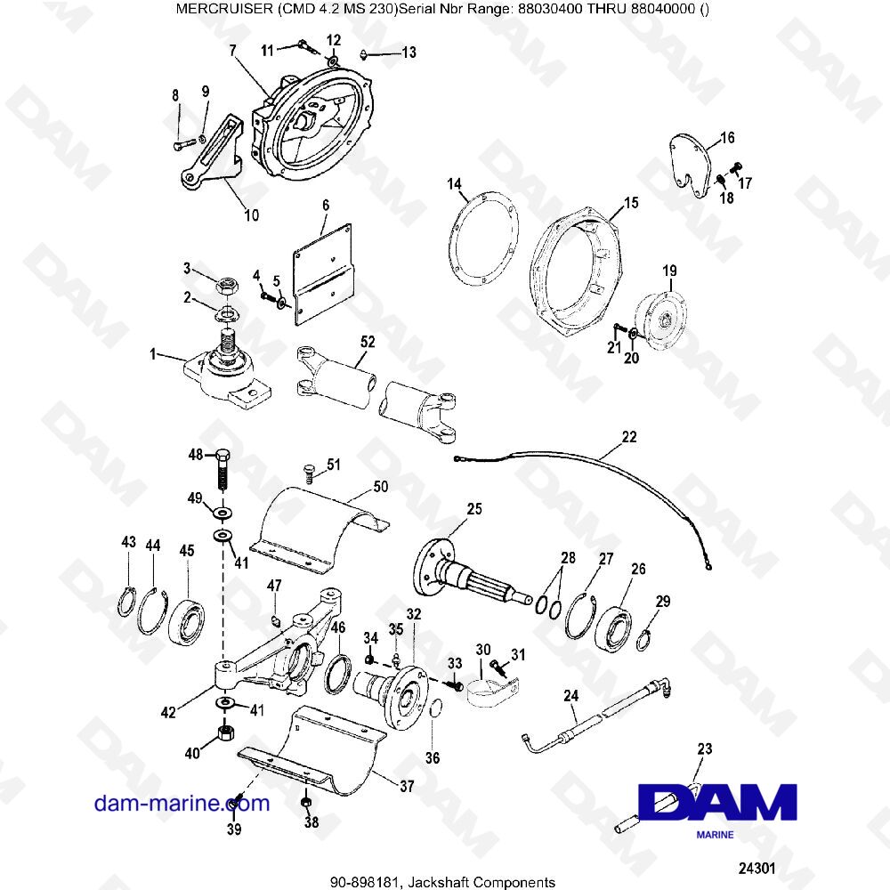 Vue éclatée DRIVE SHAFT COMPONENTS pour moteur MERCRUISER CMD 4.2 MS 230