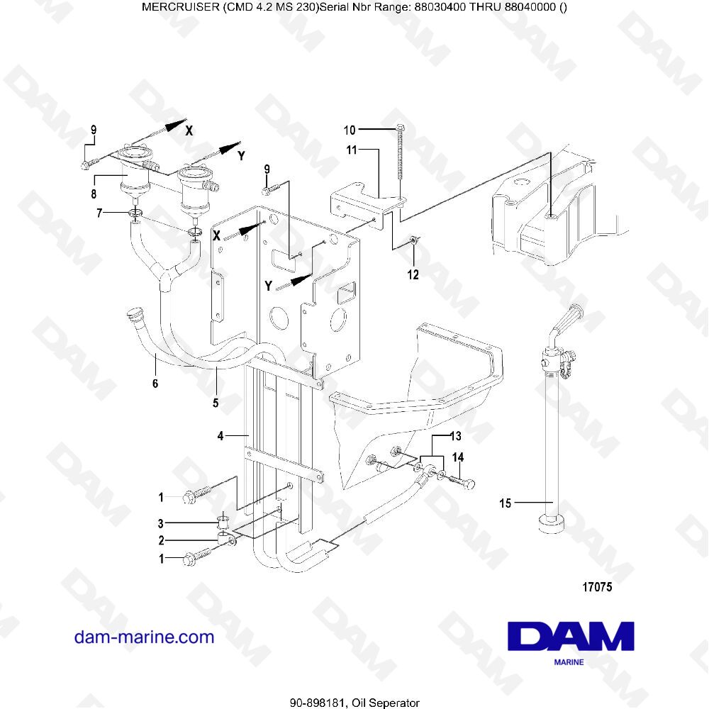 Vue éclatée OIL SEPARATOR pour moteur MERCRUISER CMD 4.2 MS 230