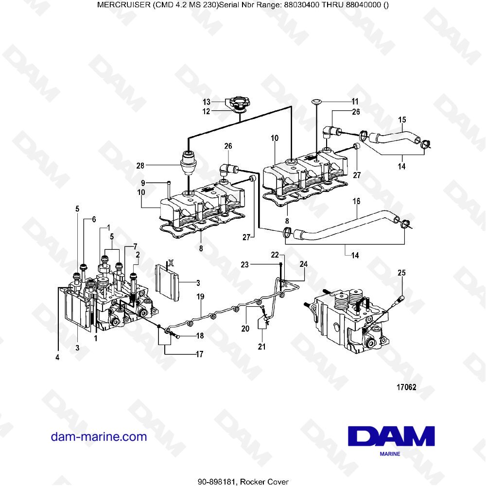 Vue éclatée ROCKER'S LID pour moteur MERCRUISER CMD 4.2 MS 230