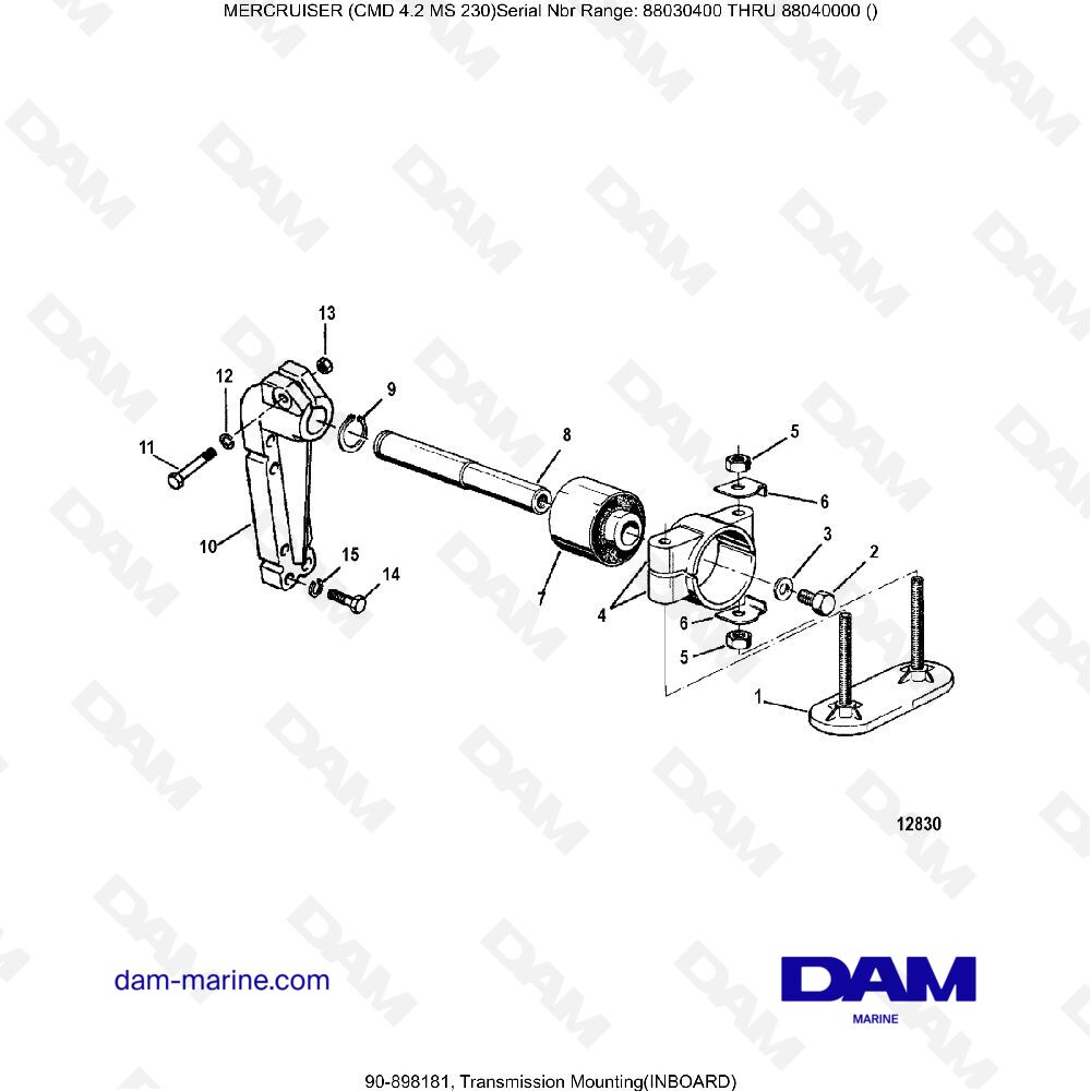 Vue éclatée TRANSMISSION ASSEMBLY (INTERIOR) pour moteur MERCRUISER CMD 4.2 MS 230