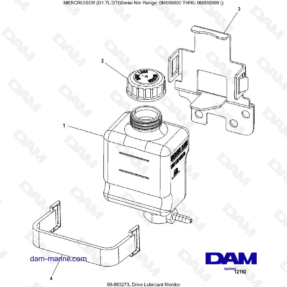 Vue éclatée TRANSMISSION LUBRICANT MONITORING pour moteur MERCRUISER D1.7L DTI