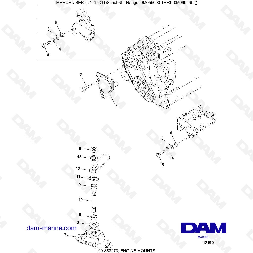 Vue éclatée ENGINE MOUNTS pour moteur MERCRUISER D1.7L DTI